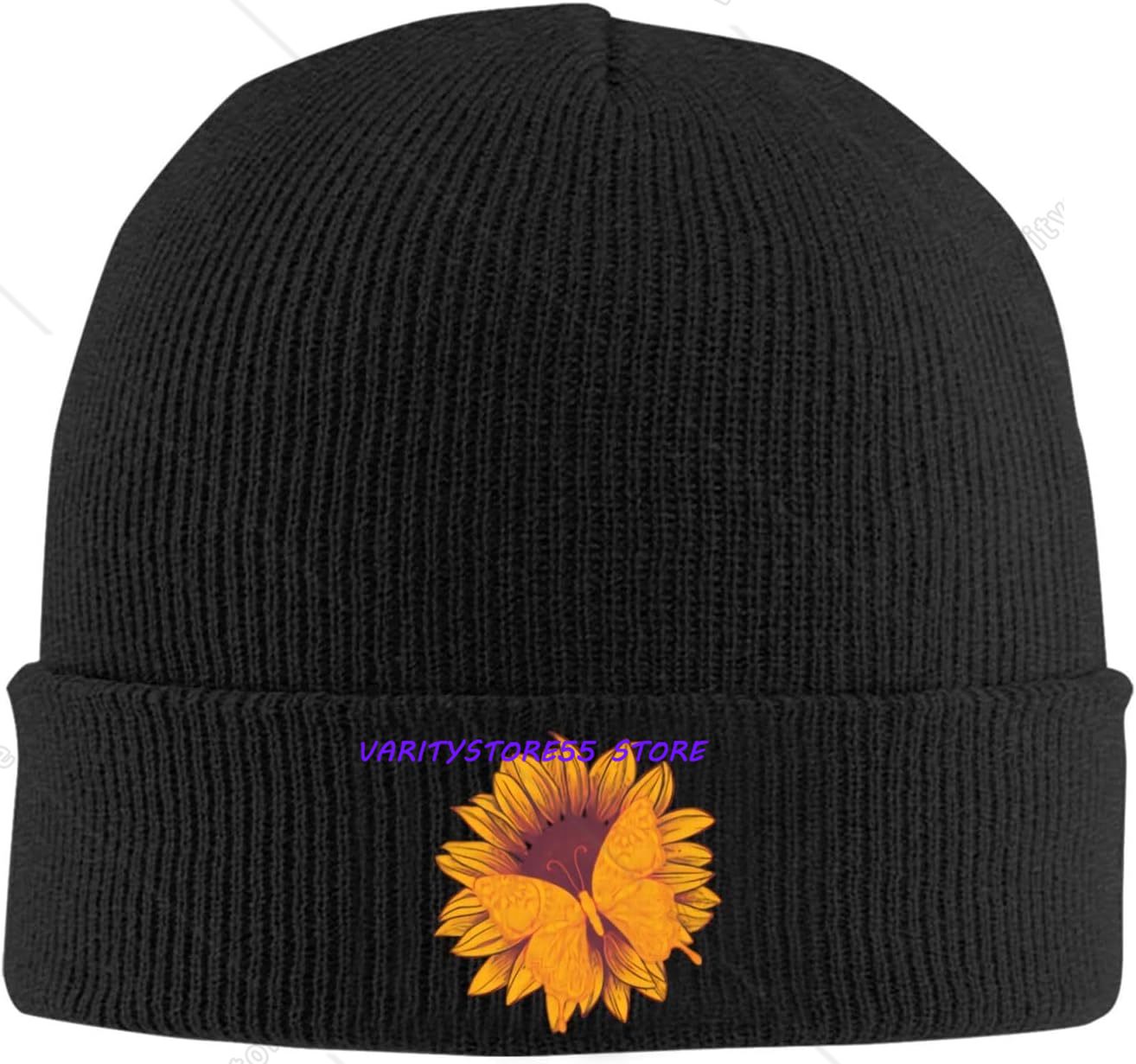 Beanie Cuffed Knit - Topi Kupluk Rajut Motif Bunga Matahari